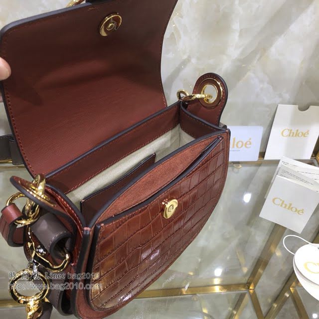 Chloe女包 克洛伊經典Tess鱷魚紋圓環小號馬術風格手袋 Chole肩背斜挎包  jjh1287